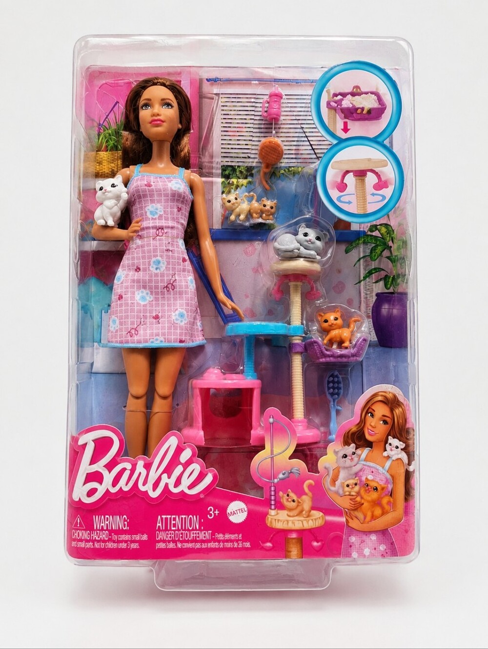 Barbie Kitty Condo Playset Doll & Cats Pet Furniture Mattel New in Box